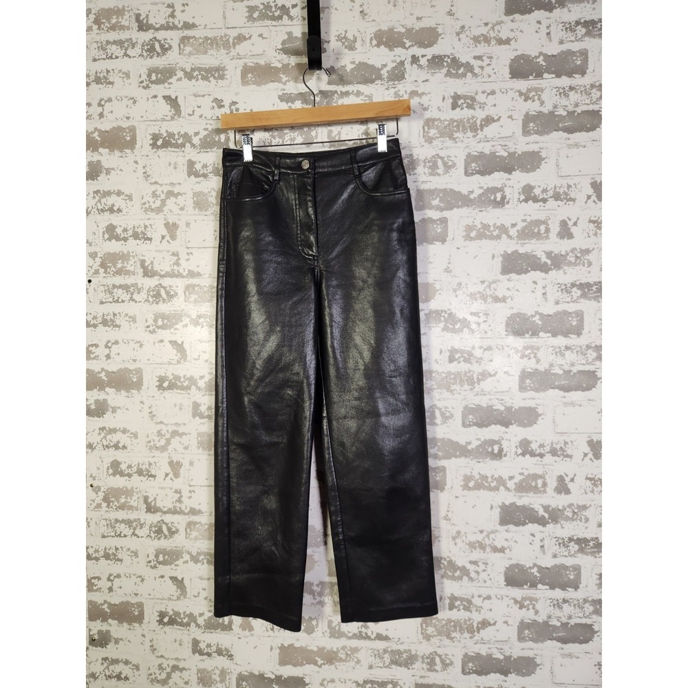 Aritzia Wilfred Melina‎ Faux Leather Pants Size 2 Black High Rise Straight Leg